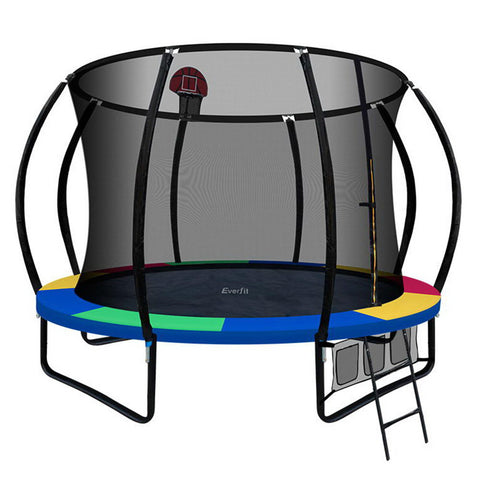 Image of Everfit 10FT Trampoline With Basketball Hoop - Rainbow