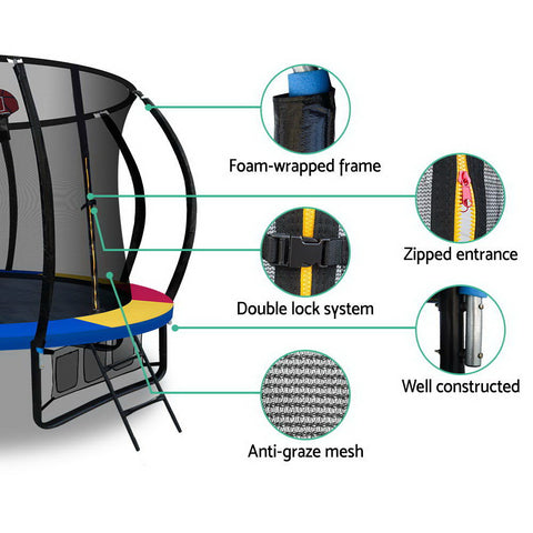 Image of Everfit 10FT Trampoline With Basketball Hoop - Rainbow