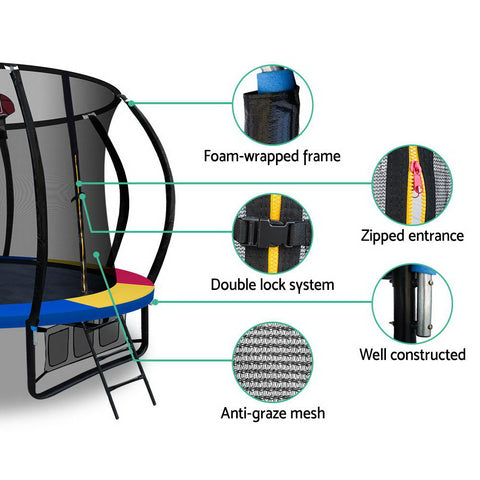 Image of Everfit 12FT Trampoline With Basketball Hoop - Rainbow