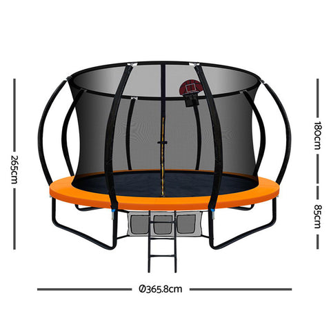 Image of Everfit 12FT Trampoline With Basketball Hoop - Orange