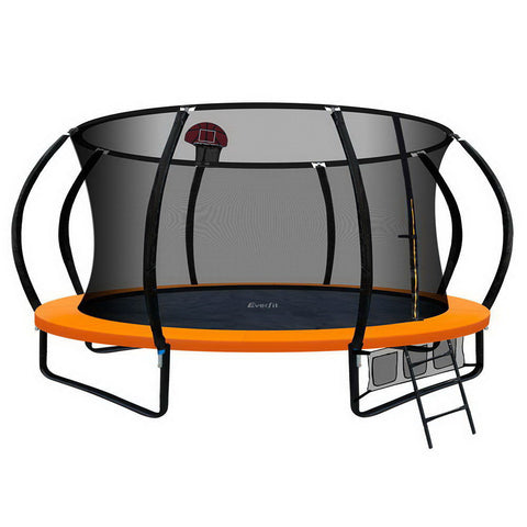 Image of Everfit 14FT Trampoline With Basketball Hoop - Orange