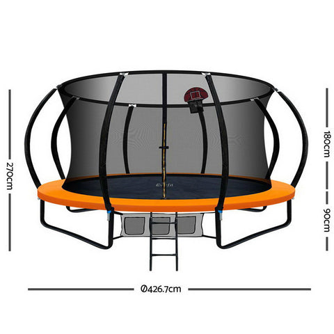 Image of Everfit 14FT Trampoline With Basketball Hoop - Orange