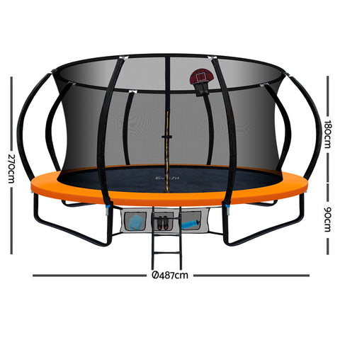 Image of Everfit 16FT Trampoline With Basketball Hoop - Orange
