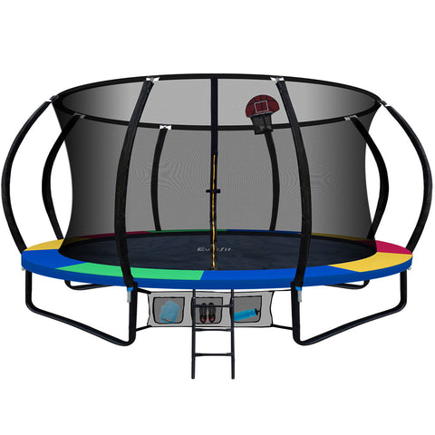 Image of Everfit 16FT Trampoline With Basketball Hoop Rainbow