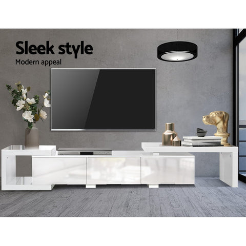 Image of Artiss High Gloss Adjustable TV Stand Entertainment Unit - White