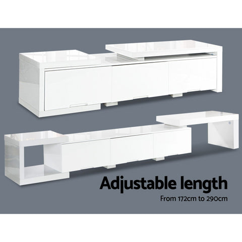 Image of Artiss High Gloss Adjustable TV Stand Entertainment Unit - White