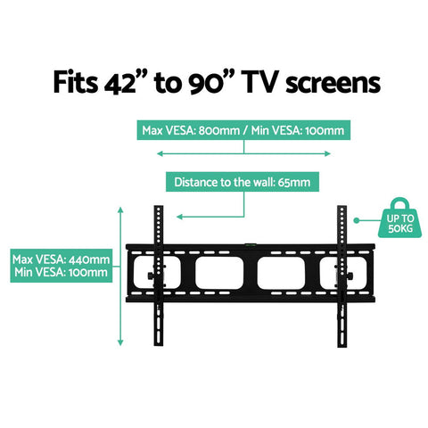 Image of Artiss TV Wall Mount Bracket Tilt Flat Slim LED LCD Plasma 42 55 65 75 90 inch