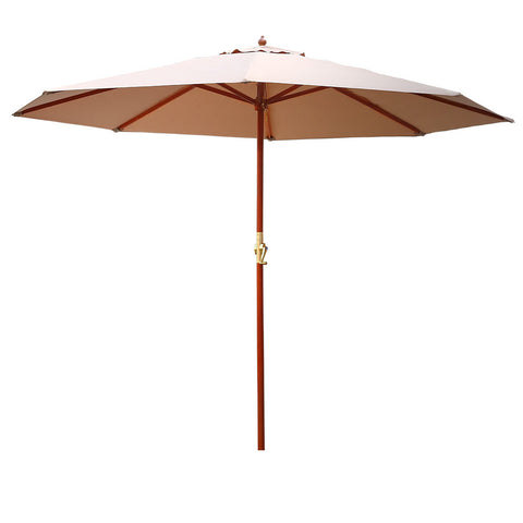 Image of Instahut 3M Outdoor Pole Umbrella Cantilever Stand Garden Umbrellas Patio Beige