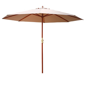 Instahut 3M Outdoor Pole Umbrella Cantilever Stand Garden Umbrellas Patio Beige