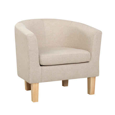 Image of Artiss Armchair Lounge Chair Tub Accent Armchairs Fabric Sofa Chairs Beige