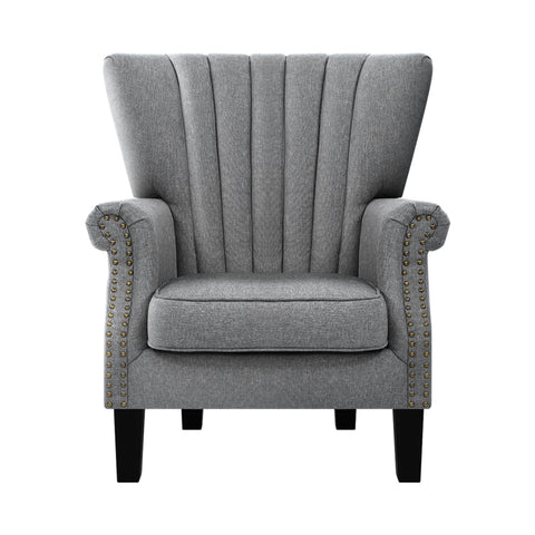 Image of Artiss Upholstered Fabric Armchair Accent Tub Chairs Modern seat Sofa Lounge Grey