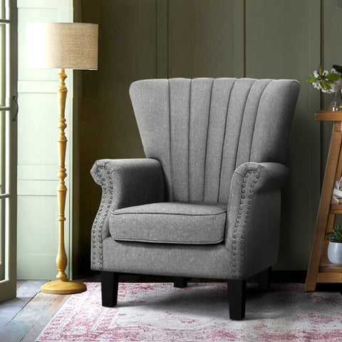 Image of Artiss Upholstered Fabric Armchair Accent Tub Chairs Modern seat Sofa Lounge Grey