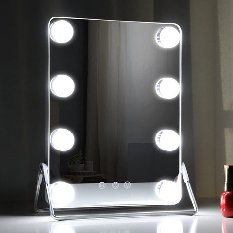 Image of 10X Magnifying Vanity Mirror with Lights with 8 Dimmable Bulbs for Makeup and Travel (Grey, 31 x25 cm)