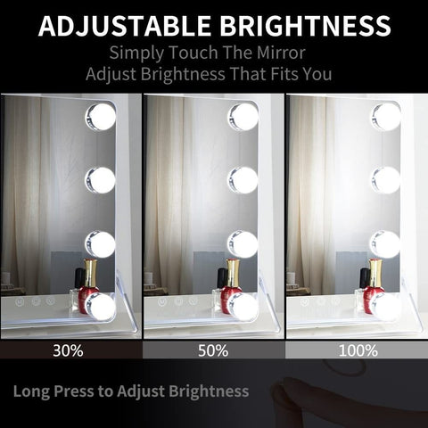 Image of 10X Magnifying Vanity Mirror with Lights with 8 Dimmable Bulbs for Makeup and Travel (Grey, 31 x25 cm)