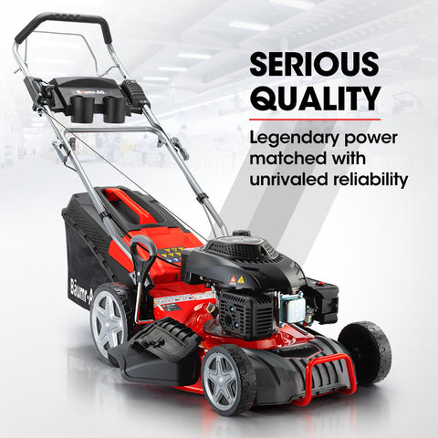 Image of Baumr-AG Lawn Mower 18 220cc Petrol Self-Propelled Push Lawnmower 4-Stroke