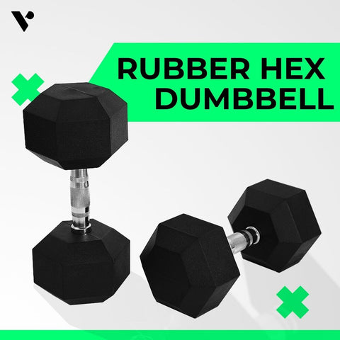 Image of VERPEAK Rubber Hex Dumbbells 20kg - VP-DB-108 / VP-DB-108-LX