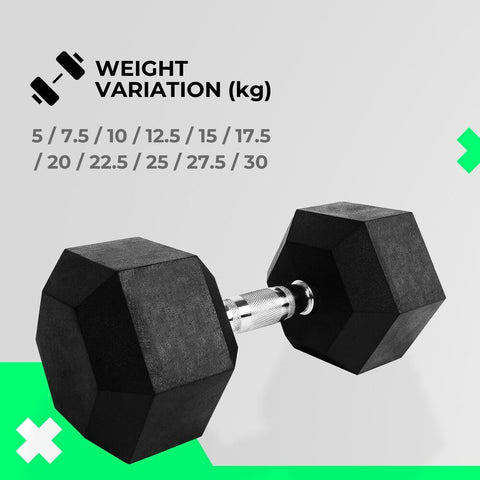 Image of VERPEAK Rubber Hex Dumbbells 20kg - VP-DB-108 / VP-DB-108-LX