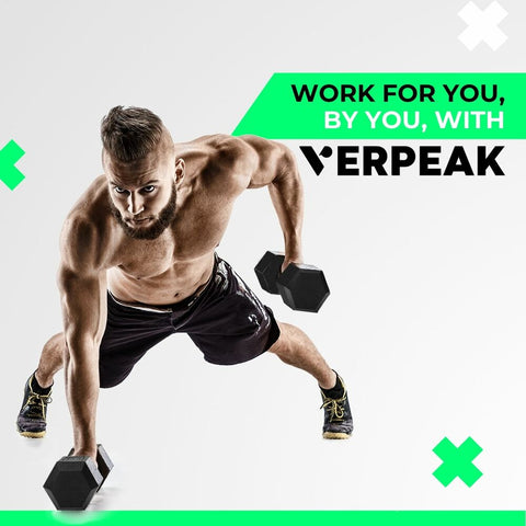 Image of VERPEAK Rubber Hex Dumbbells 20kg - VP-DB-108 / VP-DB-108-LX