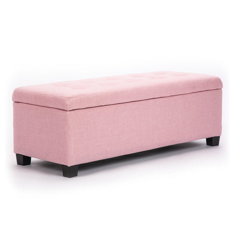 Image of La Bella 102cm Pink Storage Ottoman Stool Fabric