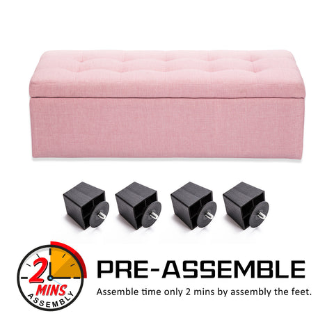 Image of La Bella 102cm Pink Storage Ottoman Stool Fabric