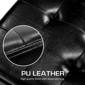 La Bella 102cm Black Storage Ottoman Stool Leather