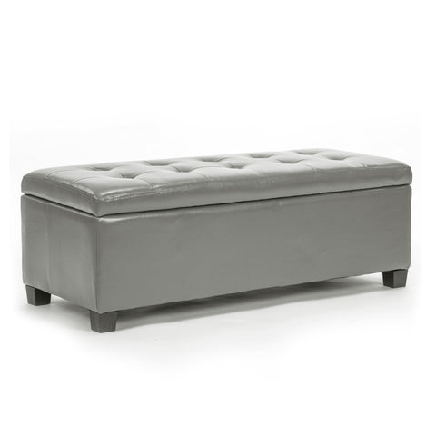 Image of La Bella 102cm Grey Storage Ottoman Stool Leather