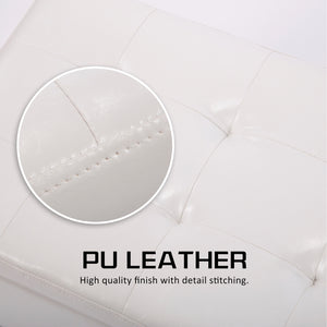 La Bella 102cm Snow White Storage Ottoman Stool Leather
