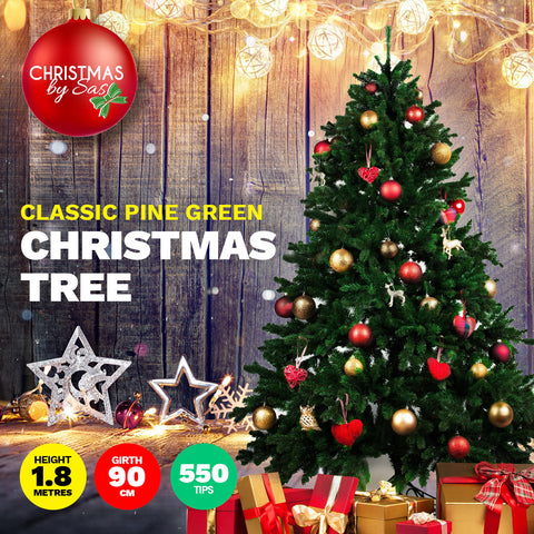 Image of Christmas By Sas 1.8m Pine Christmas Tree 550 Tips Full Figured Easy Assembly