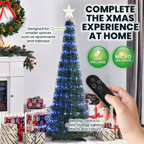 Image of SAS Electrical 1.5m Christmas Tree & Star Pop-Up Design Remote Controlled