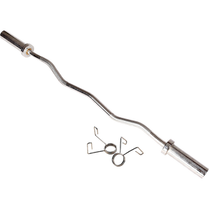 Curl Bar Barbell Chrome Olympic Heavy Duty EZ with Spring Collars