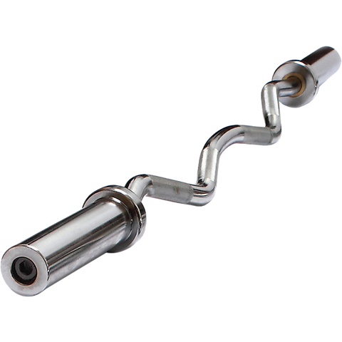Image of Curl Bar Barbell Chrome Olympic Heavy Duty EZ with Spring Collars