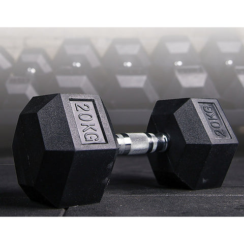 Image of 20KG Commercial Rubber Hex Dumbbell Gym Weight