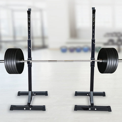 Image of Pair of Adjustable Squat Rack Sturdy Steel Barbell Bench Press Stands GYM/HOME