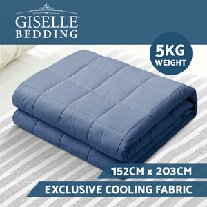 Giselle Weighted Blanket Adult 5KG Gravity Blankets Deep Relax Summer Cooling Blue