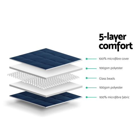 Image of Weighted Blanket Adult 5KG Heavy Gravity Blankets Microfibre Cover Glass Beads Calming Sleep Anxiety Relief Navy Blue