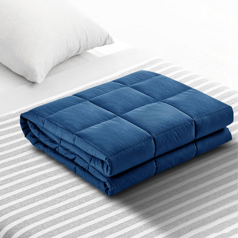Image of Weighted Blanket Adult 5KG Heavy Gravity Blankets Microfibre Cover Glass Beads Calming Sleep Anxiety Relief Navy Blue