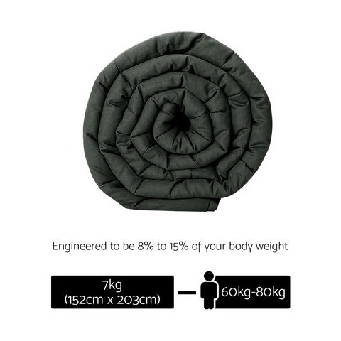 Image of Giselle Bedding 7KG Cotton Weighted Blanket Deep Relax Sleeping Gravity Adult Black