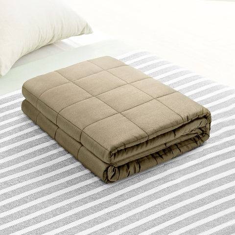 Image of Giselle Bedding 7KG Cotton Gravity Weighted Blanket Deep Relax Sleep Adult Brown
