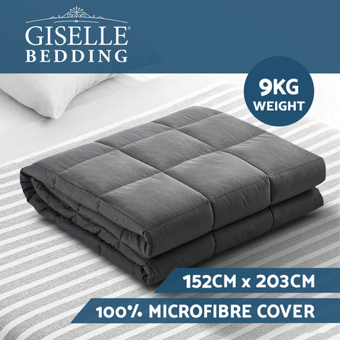 Image of Weighted Blanket Adult 9KG Heavy Gravity Blankets Microfibre Cover Calming Relax Anxiety Relief Grey