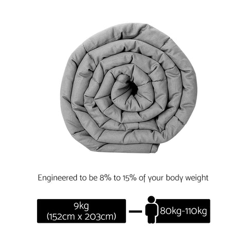 Image of Giselle Bedding 9KG Cotton Weighted Blanket Heavy Gravity Deep Relax Adult Light Grey