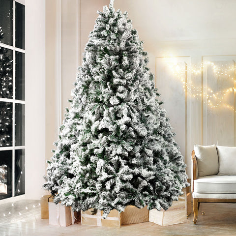 Image of Jingle Jollys Christmas Tree 2.4M Xmas Trees Decorations Snowy 1500 Tips