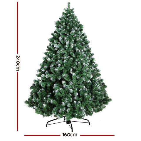 Image of Jingle Jollys Christmas Tree 2.4M Xmas Trees Decorations Snowy 1500 Tips