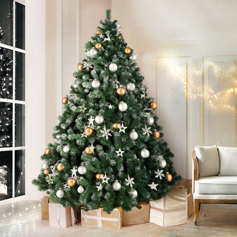 Image of Jingle Jollys Christmas Tree 2.4M Xmas Trees Decorations Snowy 1500 Tips