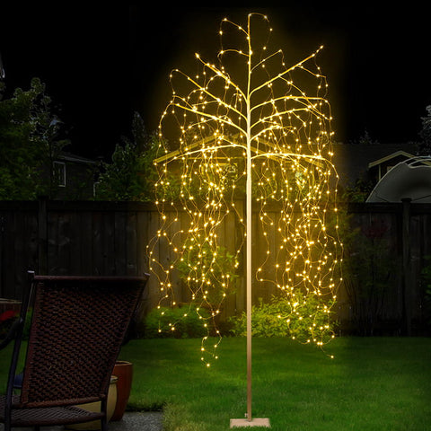 Image of Jingle Jollys 2.1M LED Christmas Willow Tree 600 LED Xmas Warm White Optic Fiber