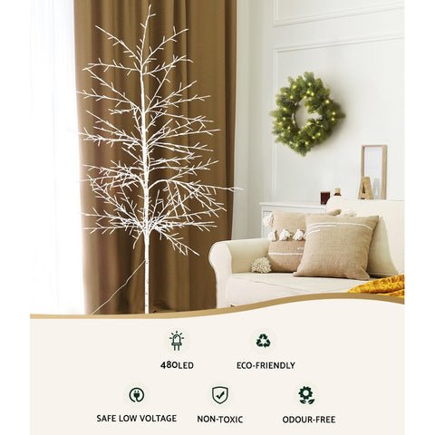 Image of Jingle Jollys 2.1M LED Christmas Branch Tree 480 LED Xmas Warm White Optic Fiber