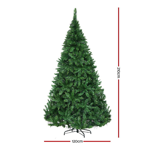 Image of Jingle Jollys Christmas Tree 2.1M With 1134 LED Lights Warm White Green