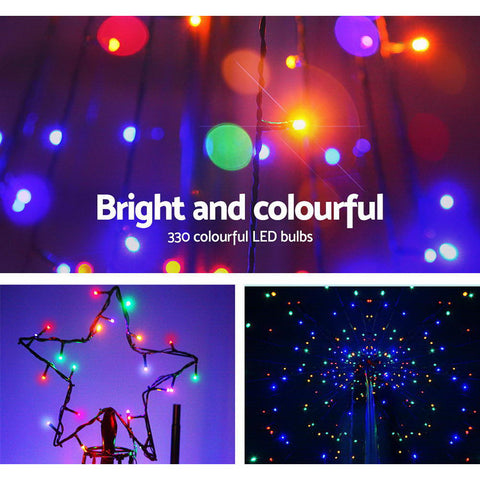 Image of Jingle Jollys 3M LED Christmas Tree Lights 330 LED Xmas Multi Colour Optic Fiber