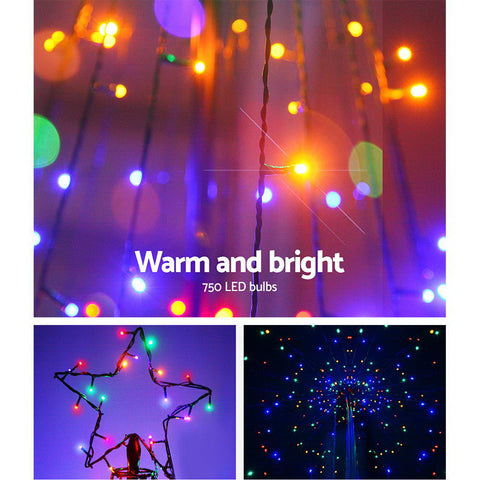 Image of Jingle Jollys 5M LED Christmas Tree Optic Fiber Lights 750pc LED Multi Colour