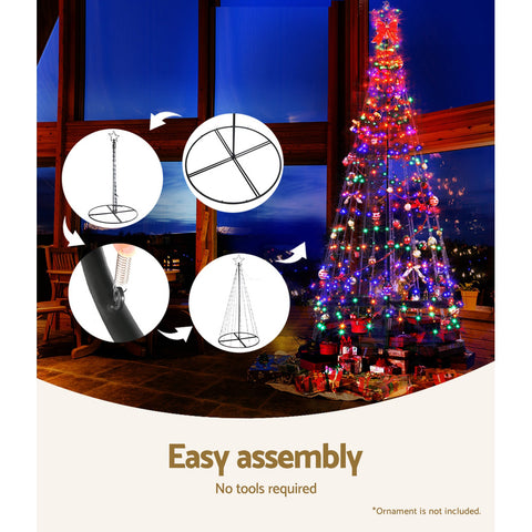 Image of Jingle Jollys 2.1M LED Christmas Tree Lights Solar Xmas Multi Colour Optic Fiber