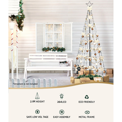 Image of Jingle Jollys Christmas Tree 2.1M 264 LED Xmas Trees Solar Power Warm White